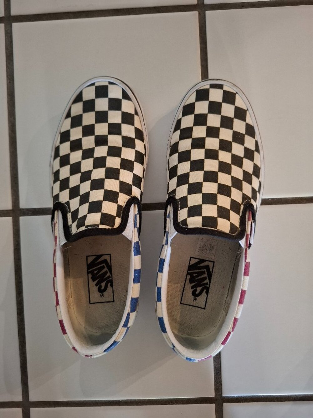 Vans Slip-On Glitter Check Multi-Color - Size 7.5 Women/6 Men - Narrow feet